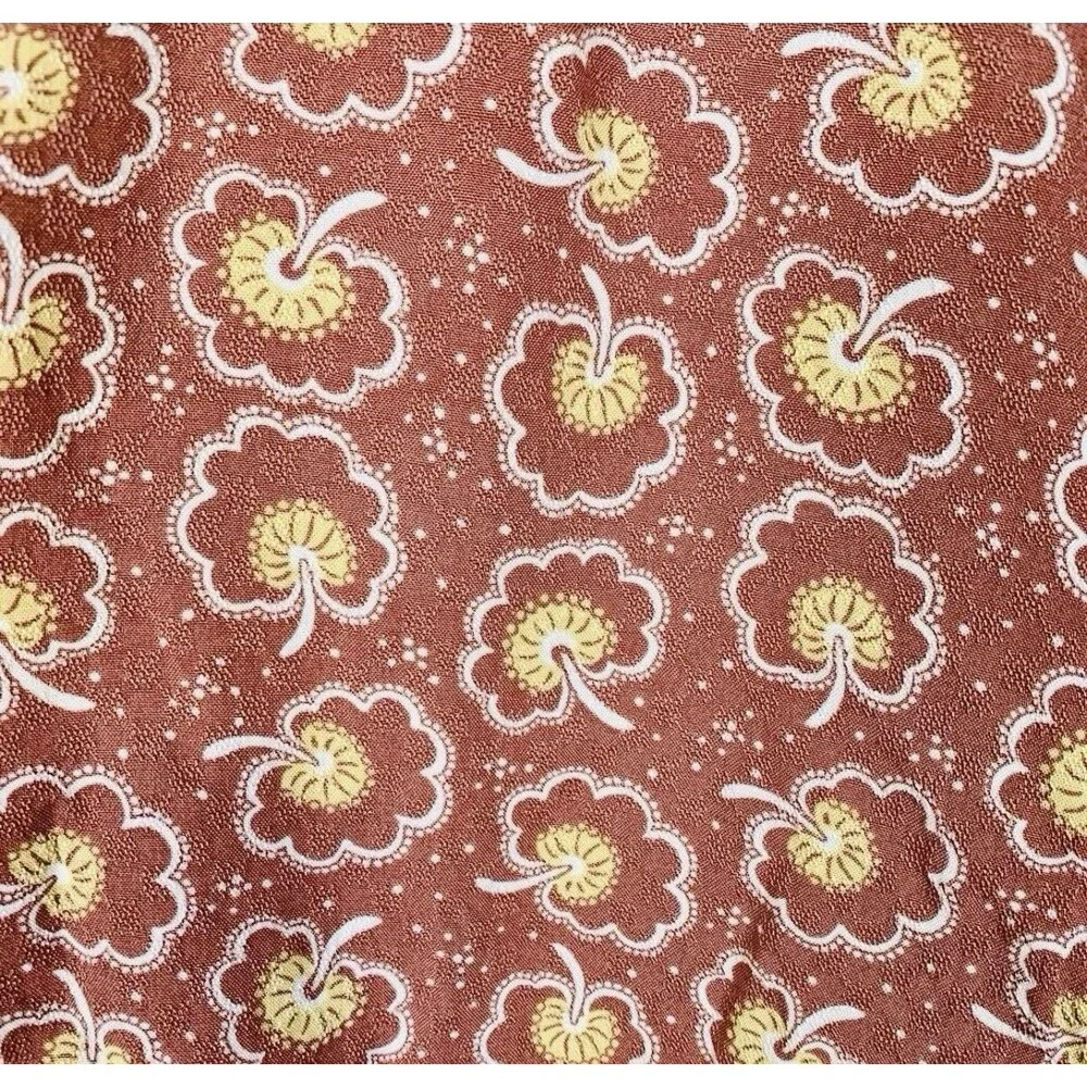 Treasure & Bond Floral Split Neck Rust Pullover Long Sleeve Top Blouse Small - Picture 6 of 8
